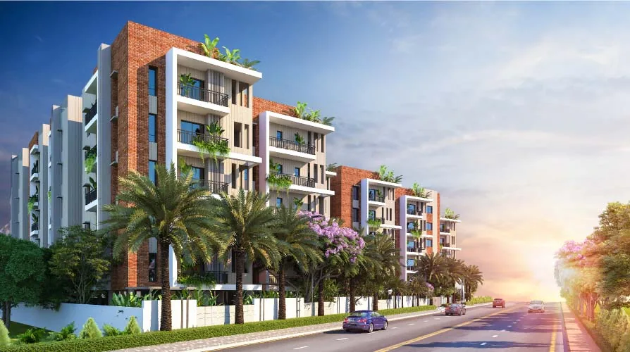 Apartment block exterior view