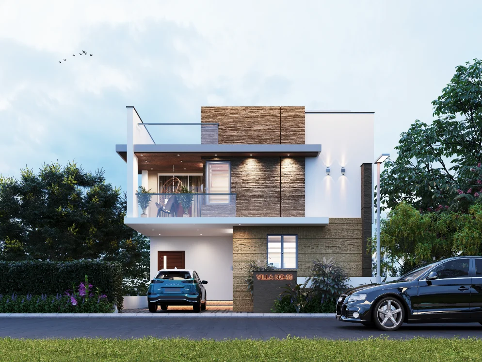 Villa exterior elevation at Mayuri Fortune Homes