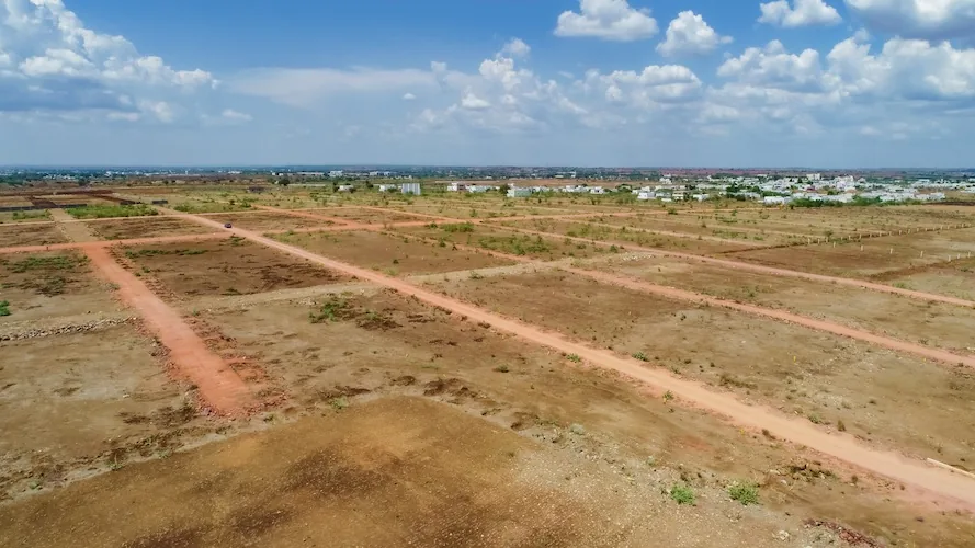 Aerial view of the plotted layout at Mayuri Green Hills